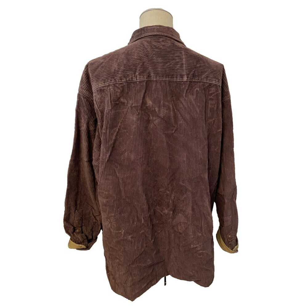 Vtg St. John's Bay Men's XXLT Corduroy Heavyweight Shirt Chore Coat Brown Green - Picture 3 of 10